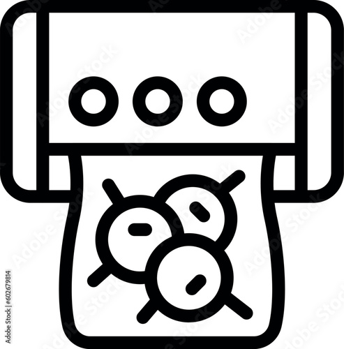 Vacuum bag device icon outline vector. Food package. Cook beef