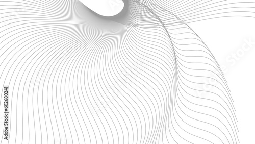 Abstract vector geometric Illustration of the pattern of flowing gray-ish lines on white background. Digital future technology concept design. 