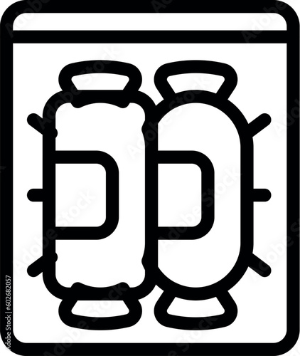 Sausage vacuum bag icon outline vector. Package food. Product cook