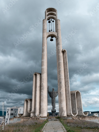 Saint Nino Monument, Tbilisi, Georgia, on a stormy day - rear view