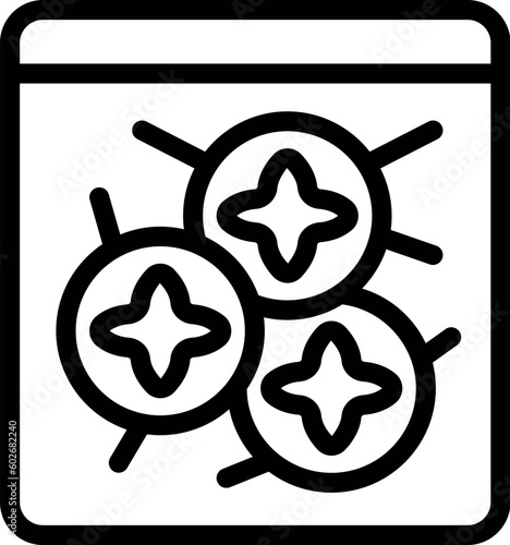 Cutted food vacuum bag icon outline vector. Meat frozen. Vegetable seal