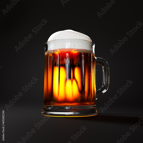 Quadro em tela The allegoric scene with a drunk man swimming in a beer mug on dark background