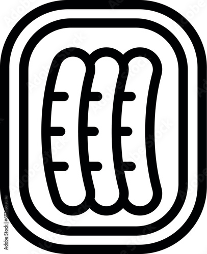 Sausage pack icon outline vector. Vacuum bag. Ice plastic
