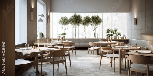 Fotografija Sophisticated Modern Restaurant Interior AI Generated Generative AI