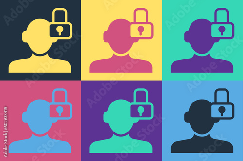 Pop art Closed personality icon isolated on color background. Introvert psychology. Vector