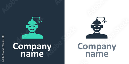Logotype Concussion, headache, dizziness, migraine icon isolated on white background. Logo design template element. Vector