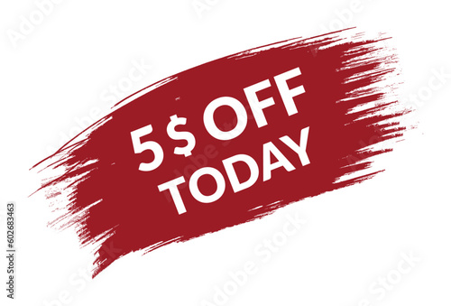Best price only today 5$ off . Red vector banner illustration isolated on white background