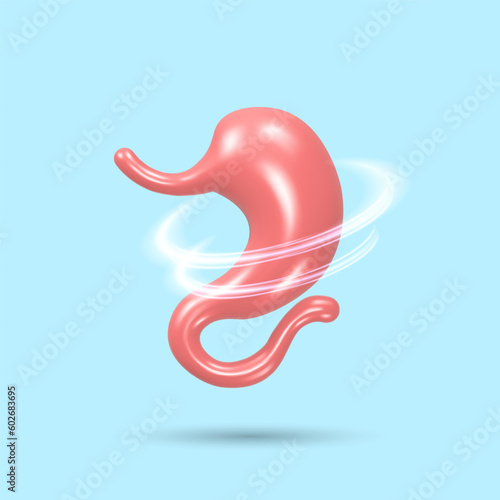 Healthy stomach system. 3d human organ. Realistic vector Illustration.