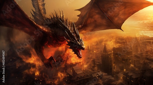 Inferno - Drache zerstört Stadt photo