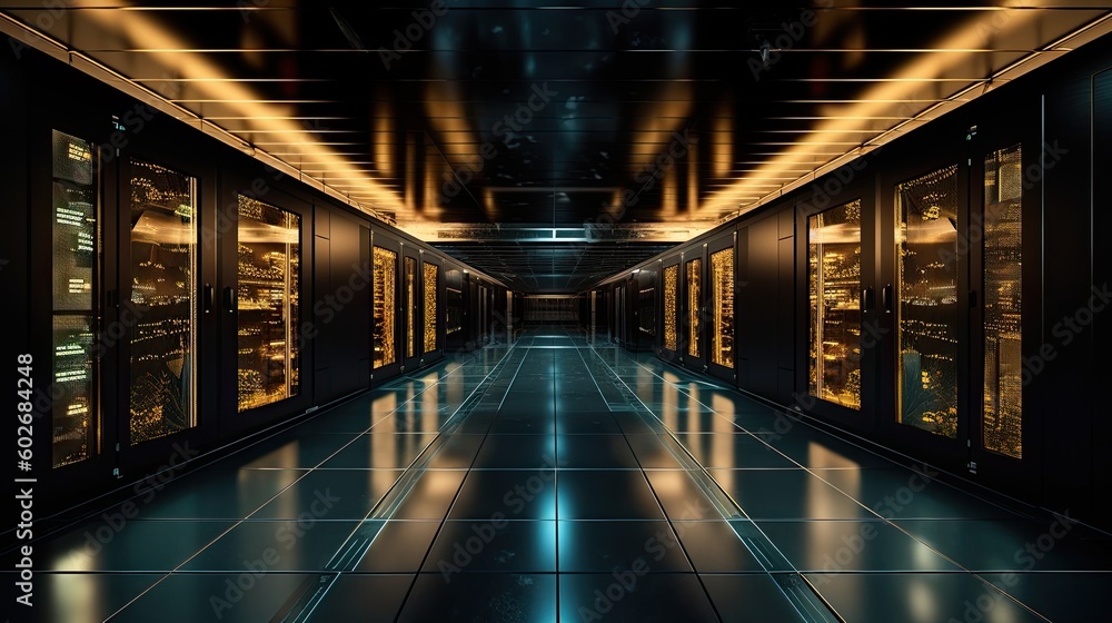 Big data central technology servers modern storage neon light AI Generated background Big data central technology servers modern storage neon light AI Generated background