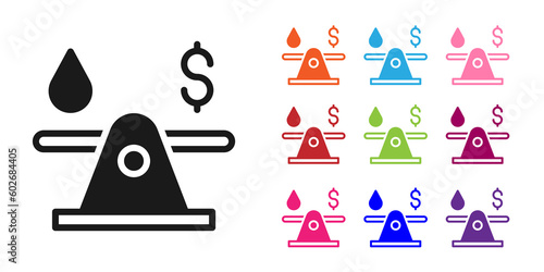 Black Oil exchange, water transfer, convert icon isolated on white background. Set icons colorful. Vector