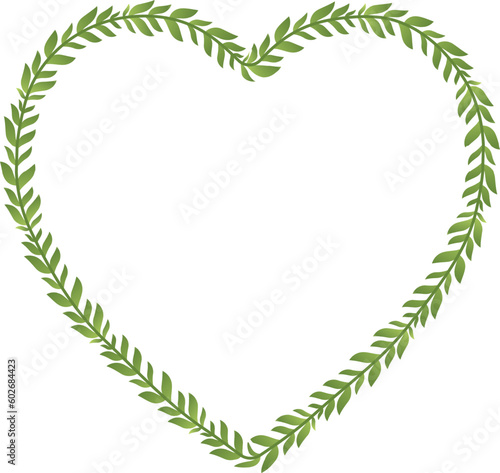 Heart Frame green leaf vector flower frame wreath floral leaf foliage leaves botanical borders isolate natural decoration wedding anniversary celebration greeting success valentine Christmas new years