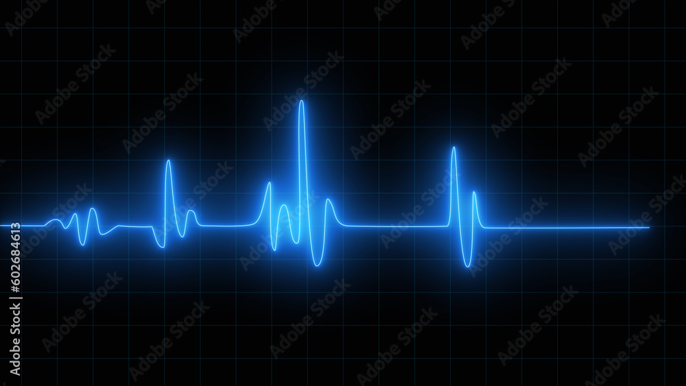 Cardiogram cardiograph oscilloscope screen blue illustration background