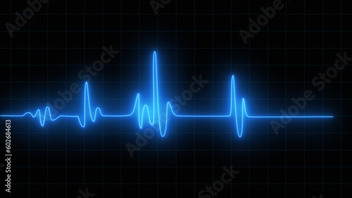 Canvas Print Cardiogram cardiograph oscilloscope screen blue illustration background