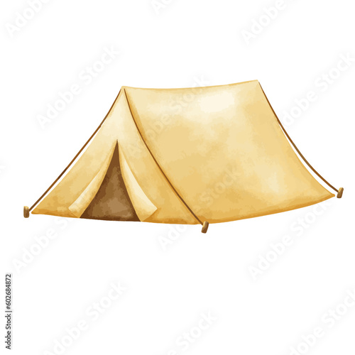 Tourist tent hand drawn watercolor element illustration.