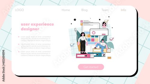 UX and UI designer web banner or landing page. App or website