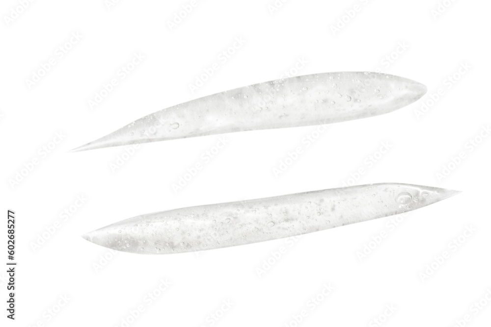 smear. The texture of the liquid gel. Transparent texture of hyaluronic acid gel. Isolated smear. The texture of the liquid gel. Transparent texture of hyaluronic acid gel. Isolated
