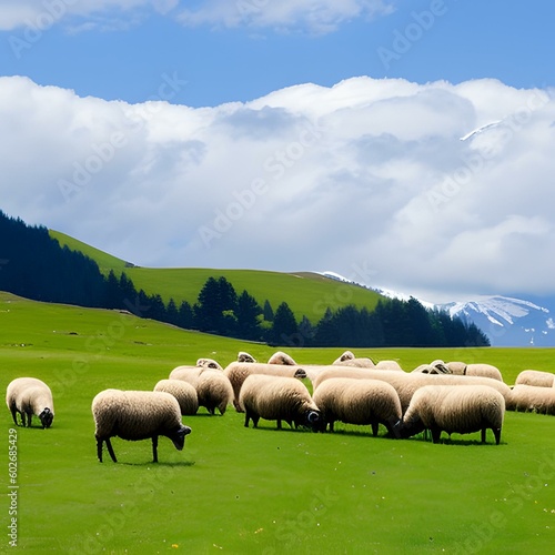 羊、草原 C