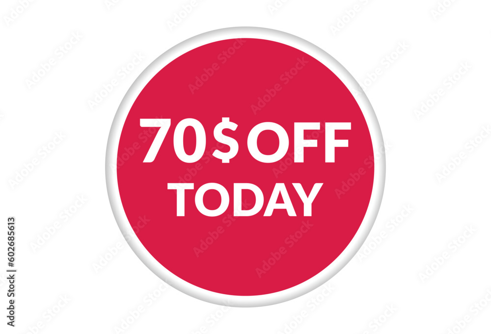 Best price only today 70$ off . Red vector banner illustration isolated on white background Best price only today 70$ off . Red vector banner illustration isolated on white background