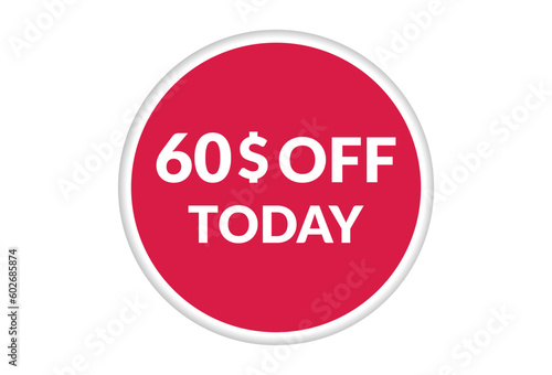 Best price only today 60$ off . Red vector banner illustration isolated on white background