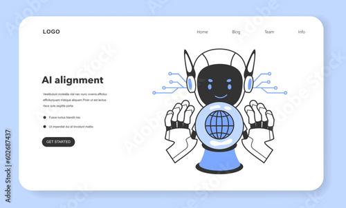 AI ethics web banner or landing page. Artificial intelligence alignment