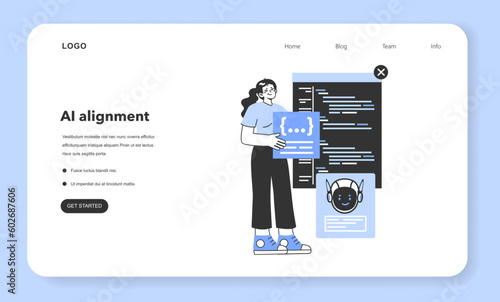 AI ethics web banner or landing page. Artificial intelligence alignment