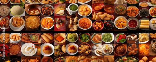 Collage  chinese food doodles  restaurant  chinese dishes in group includes set Chinese street asian food Generative AI 