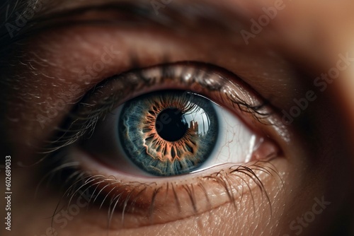 Closeup of the human eye, created with generative AI