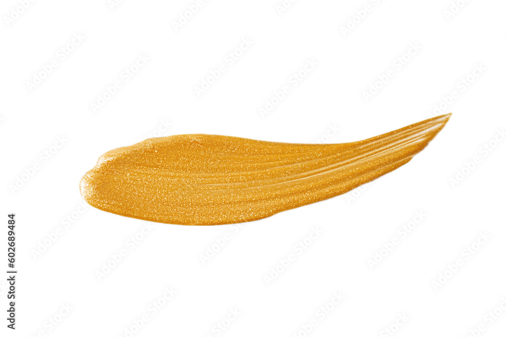 A dab of gold paint on a white background. A dab of gold paint on a white background.