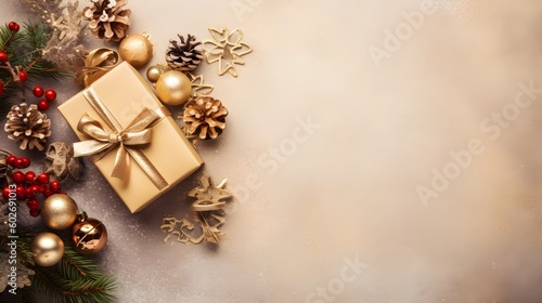 Christmas gift card, background with space for writing