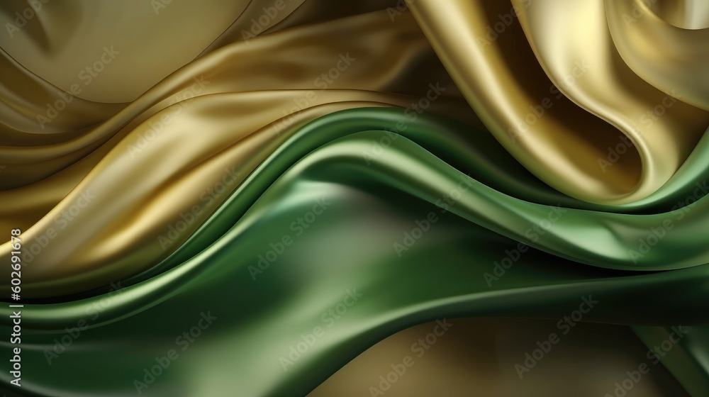 Closeup of rippled green and yellow satin silk fabric
abstract background of elegant green silk or satin with some smooth folds in it. 3d render, abstract background, satin, silk, waves. Generated AI