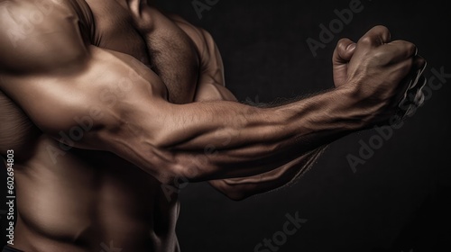 Athletes Biceps Flexing After A Workout. Generative AI