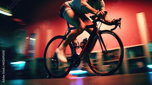 Athletes Knee Pedaling On A Bike. Generative AI