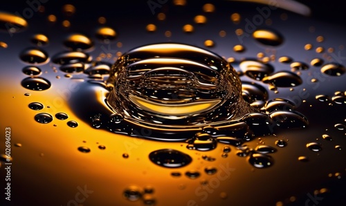  a close up of a liquid droplet on a black background. generative ai