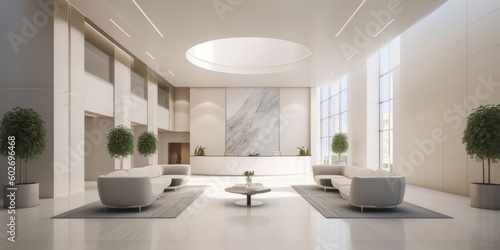 Elegant Modern Lobby Interior Design AI Generated Generative AI