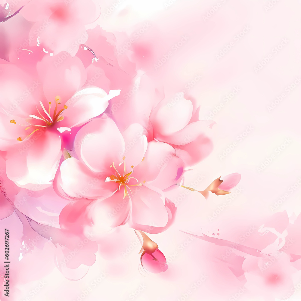 Sakura cherry blossom flower. Generative AI 