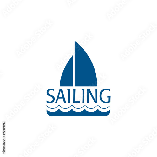 simple modern boat yacht mainsail intersect with ocean water wave bellow (ID: 602698083)
