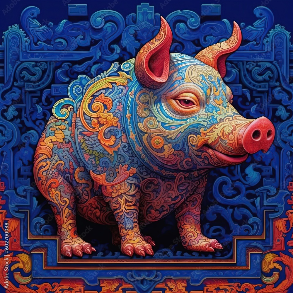 Obraz premium Illustration of a animal and abstract art, AI Generated