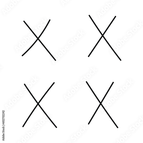 Hand Drawn Four Simple X 