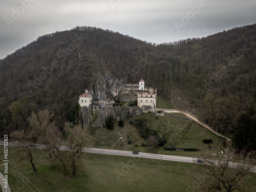 The ruins of a monastery in the village of Opatova nad Vahom in the district of Trencin in Slovakia photo