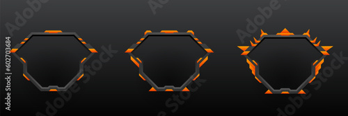 Futuristic black and orange color border game gui avatar banner frame template