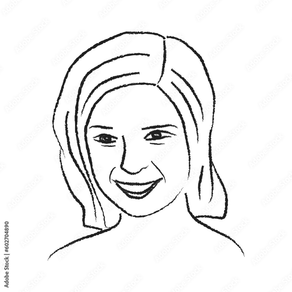 Beautiful girl. Vector. Image of face child, black line, sketch. Beautiful girl. Vector. Image of face child, black line, sketch.