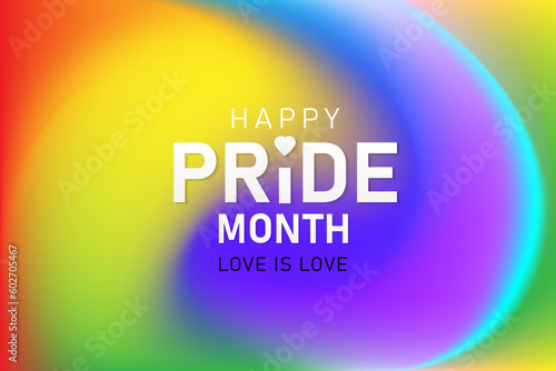 Happy pride month paper text on rainbow gradient background. Human rights or diversity concept. LGBT event banner design. Vector illustration