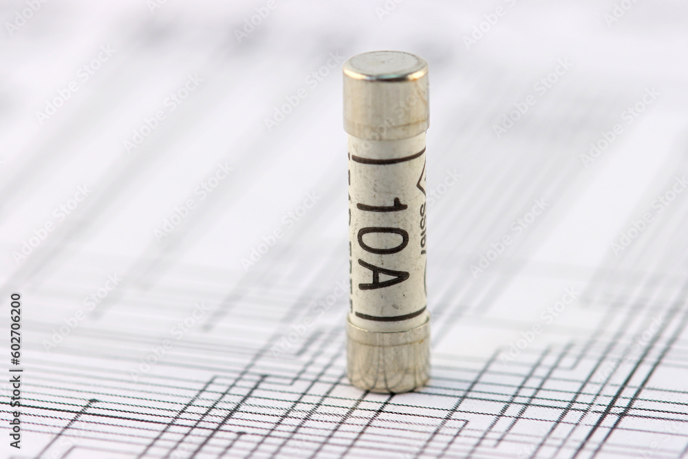 Fuses for overcurrent protection in electronics closeup on an