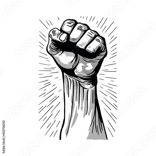 Raised hand clenched fist. vector illustration
