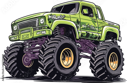 Monster truck cartoon illustration