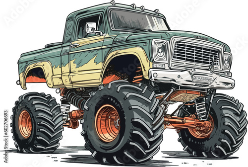 Monster truck cartoon illustration