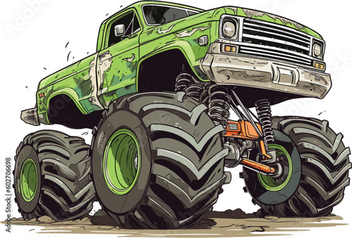 Monster truck cartoon illustration