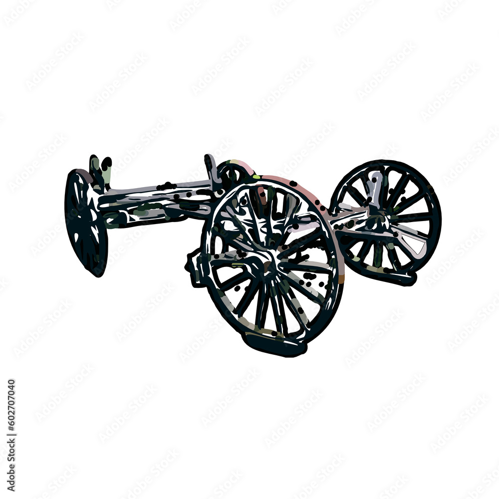 Fototapeta premium wheelbarrow color sketch with transparent background
