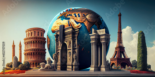 Travel the world visit important cities and monuments 